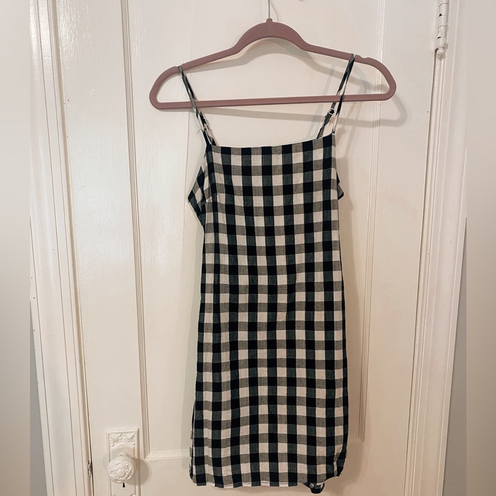 Gingham open-back mini dress